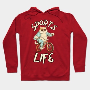 Sports Life - Fat Cat Riding a Bike Hoodie